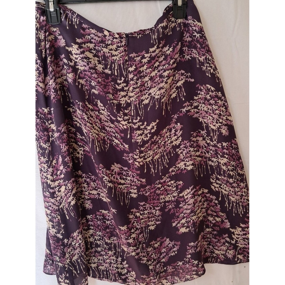 Rena Rowan Plum‎ Purple 100% Silk Tree Print A-Line Skirt Size 12